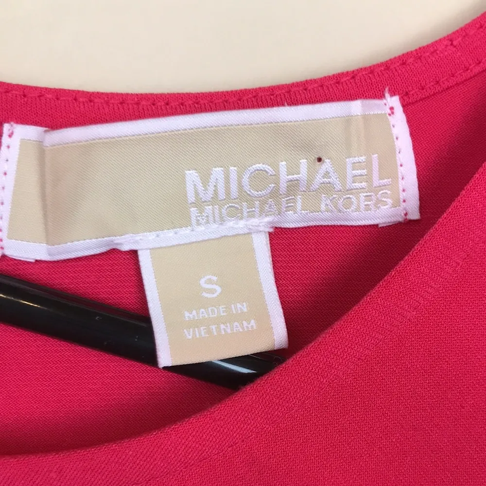 MICHAEL Michael Kors Women’s Stud Waist Drape Detail Hot Pink Sheath Dress - Image 8