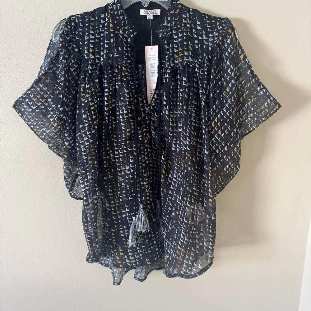 Badgley Mischka NWT printed blouse in size XS - Image 3