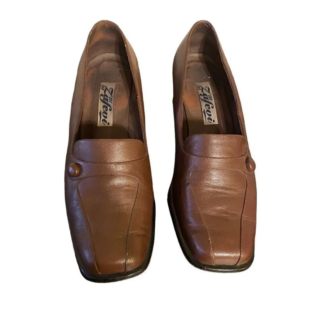 Zafevi brown leather witch shoes heeled size 8 Brown - Image 2