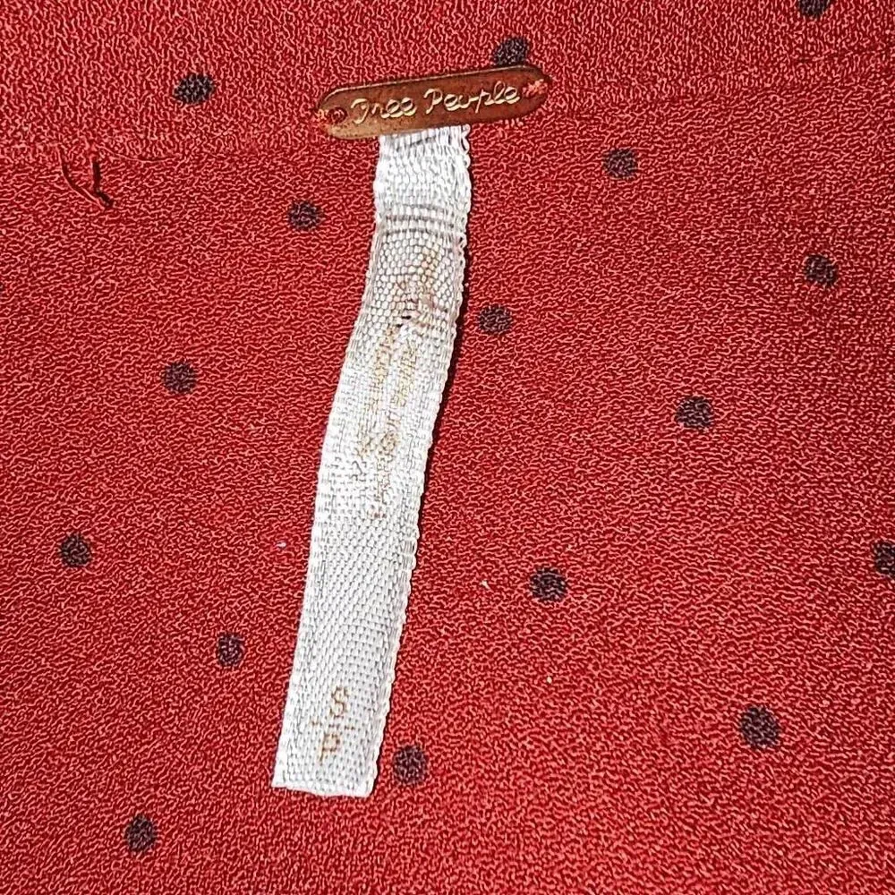 Free People Womens Red Black Polka Dot Shirt‎ Dress Small - Image 4