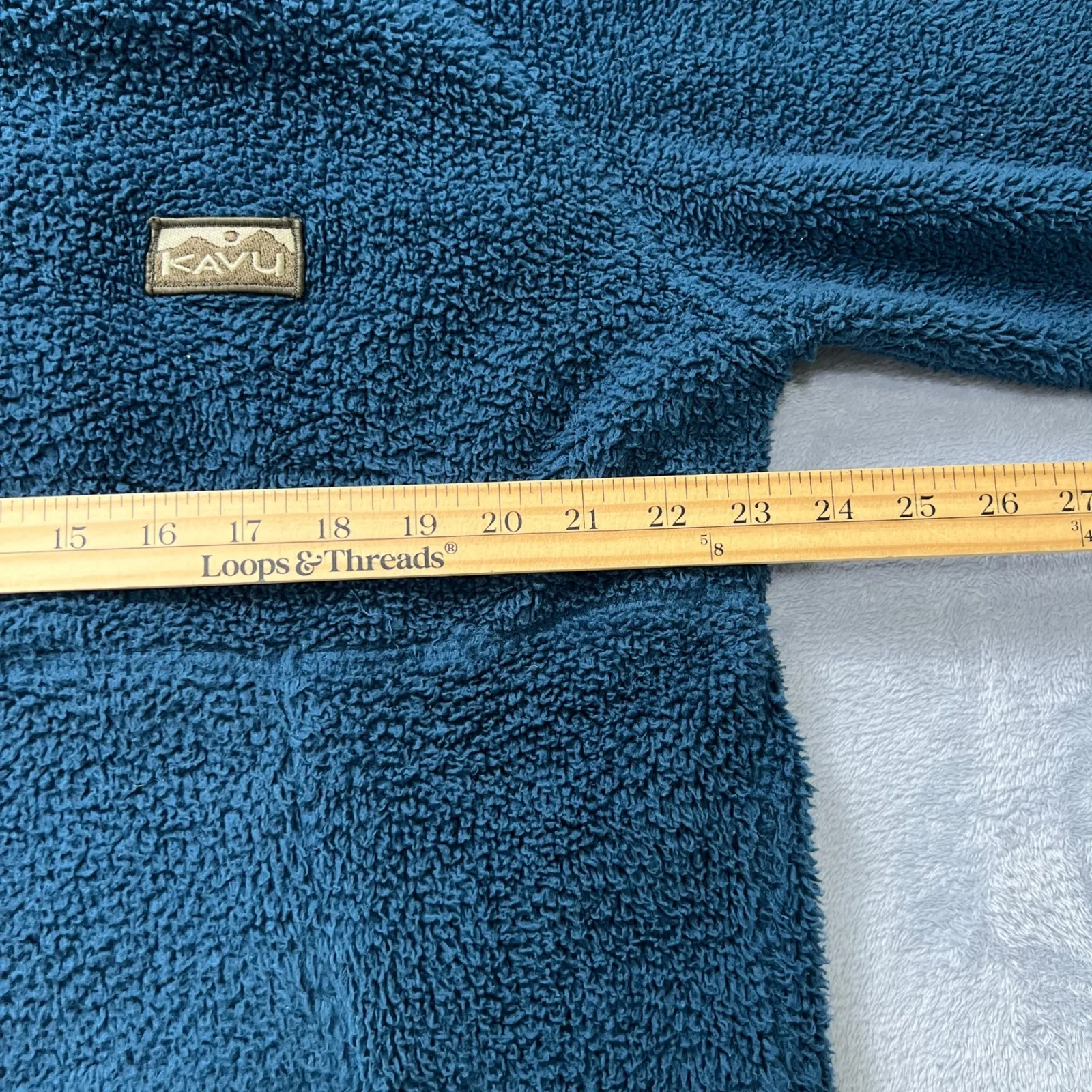 KAVU Fleece Pullover‎ Quarter Zip Sherpa Jacket Outdoor Cozy Blue Large Travel - Image 5