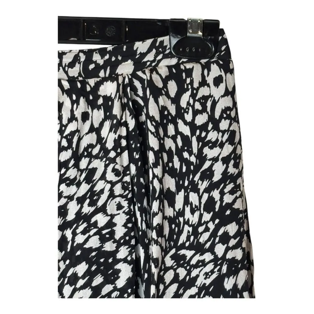 The Kooples Skirt Women Medium Black White‎ Animal Flowing Long Asymmetric Midi - Image 7
