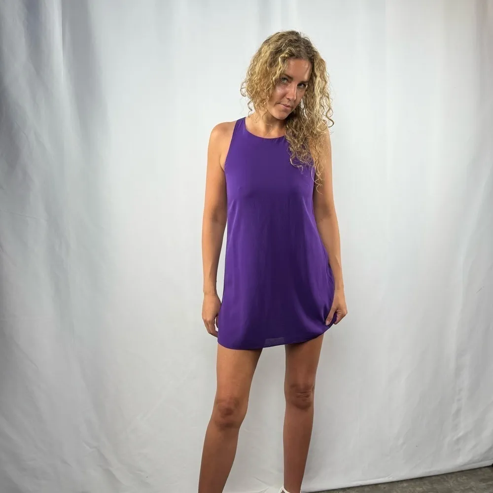 Alice + Olivia 100% Silk Racerback Mini Dress in Purple Size Extra‎ Small - Image 7
