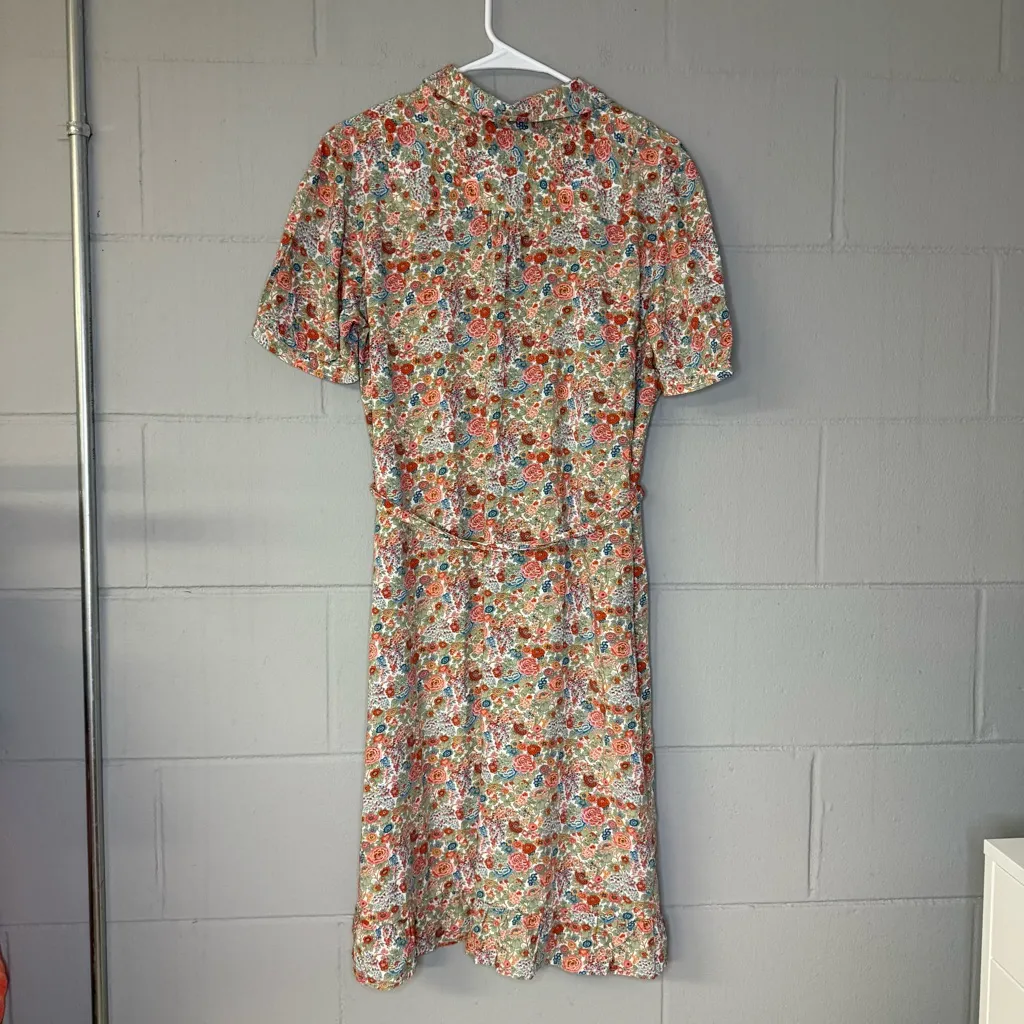 A.P.C Carmen Button Down Floral Printed Vintage Style Shirt Dress EU 42 US 10 Green - Image 9