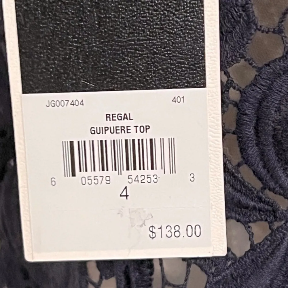 Juicy Couture Navy Guipuere Lace Short Sleeve Top - Image 9