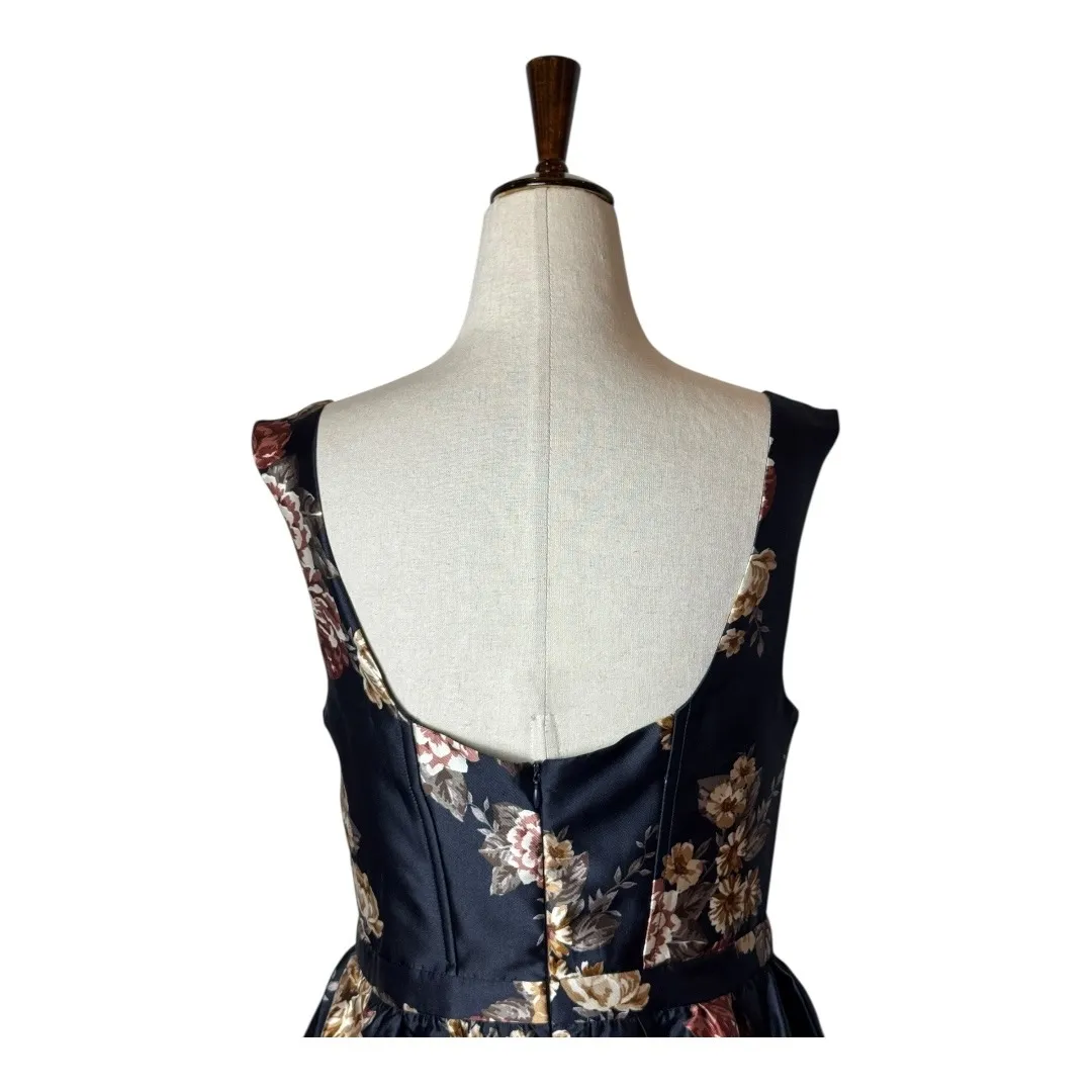 Lulus Dress Women Medium Navy Blue Elegant Pick Floral Bustier Maxi Party Boho - Image 7