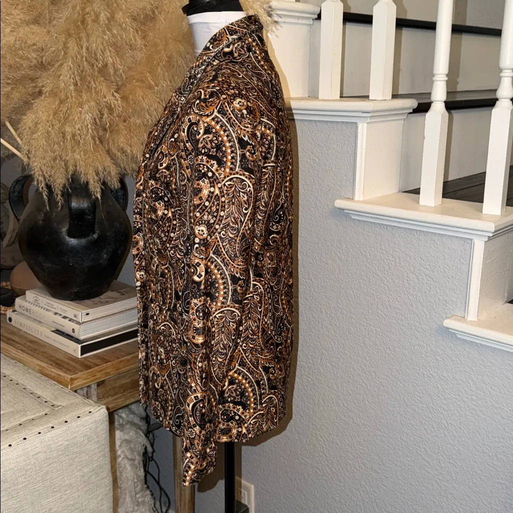 Driftwood Velvet Paisley Jacquard Blazer  70’s Western Embroidery Boho SZ S - Image 4