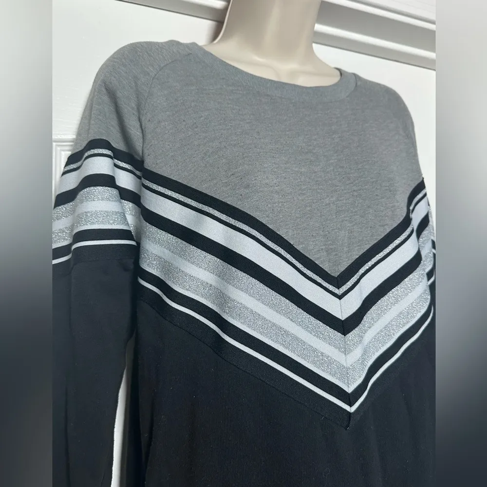 PINK Victorias Secret Black Collegiate Abstract Oversized Sweatshirt Crewneck - Image 2