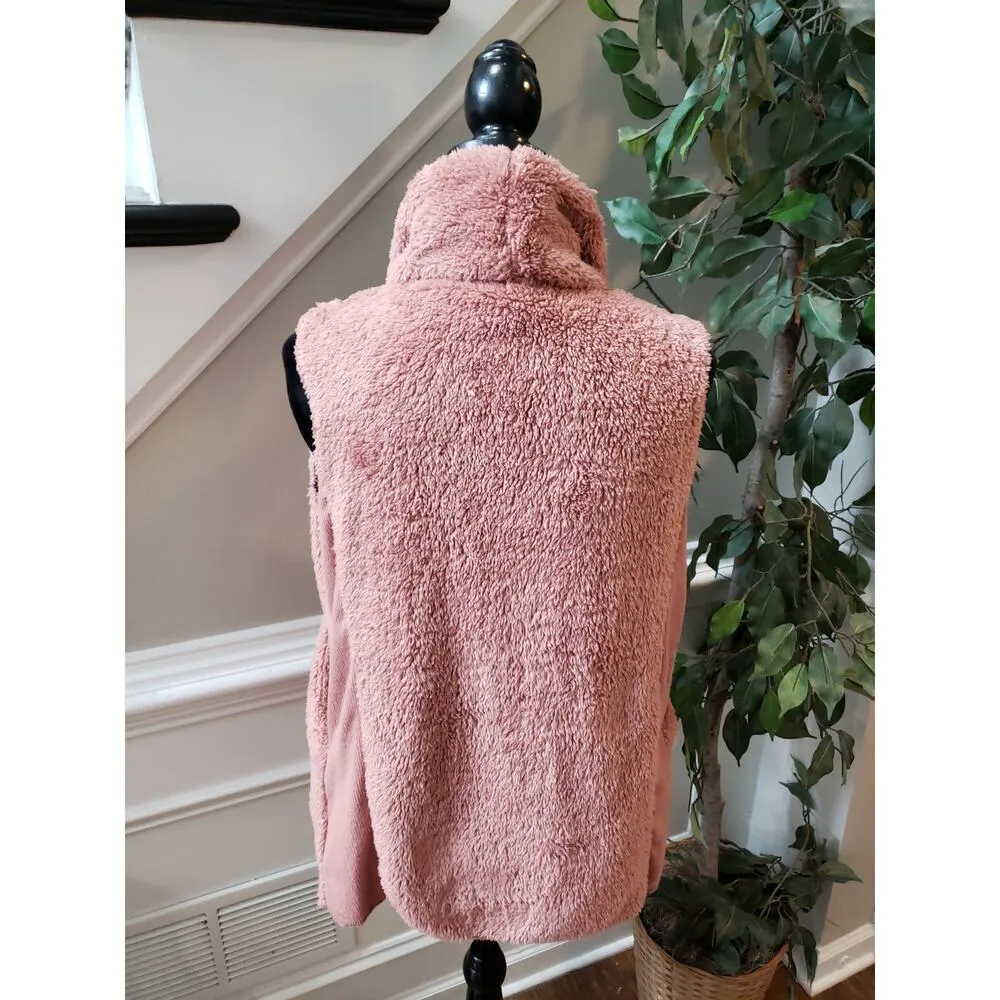 Knox Rose Women's XS Fleece Sherpa Vest Blush Sleeveless Vest Open Front Pockets - Image 7