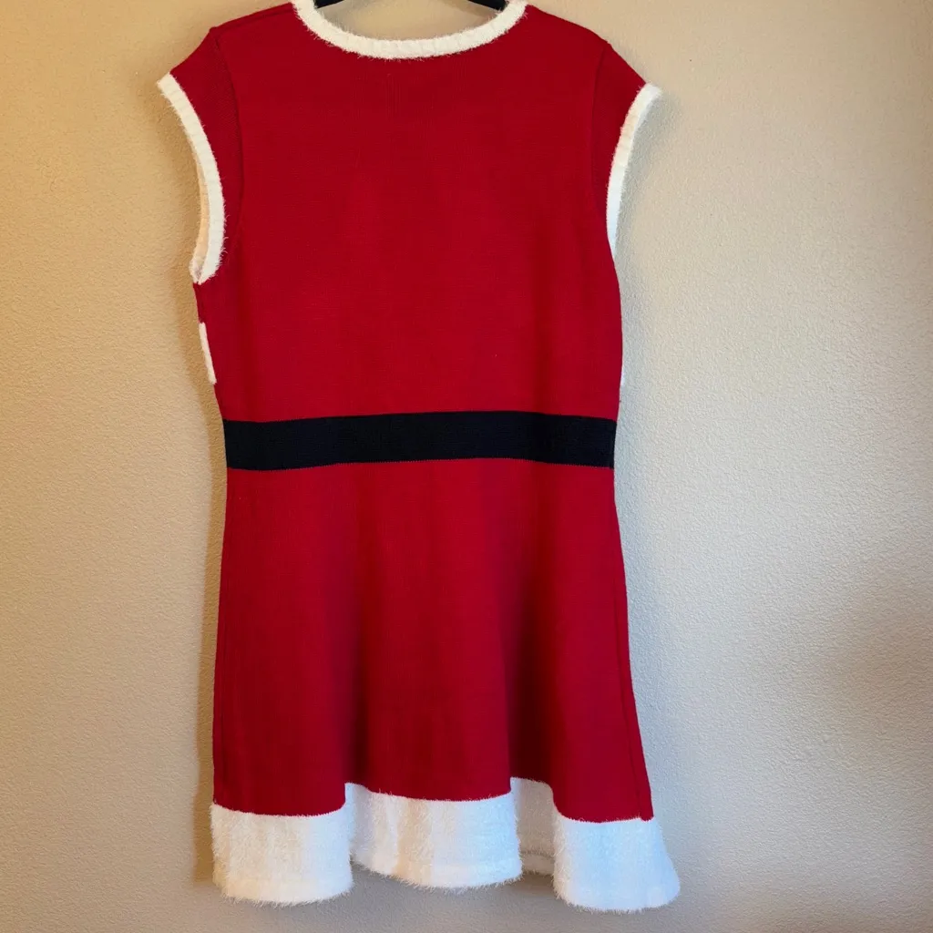 Christmas Santa Mrs. Claus Red Sweater Dress XL White Fuzzy Trim - Image 7