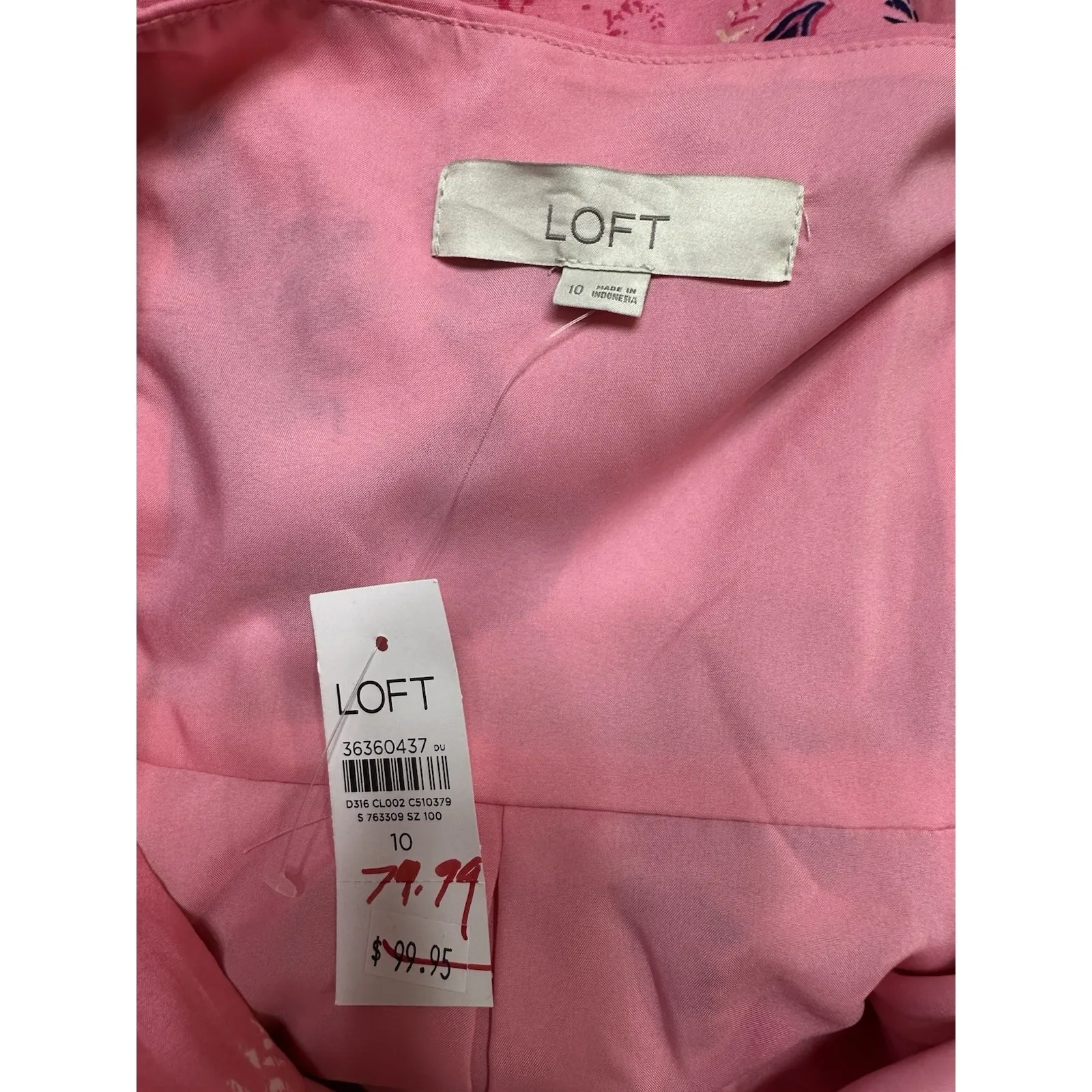 LOFT Pink Floral Fit & Flare Mini Dress Sz 10 Sleeveless Summer Sundress Casual - Image 3