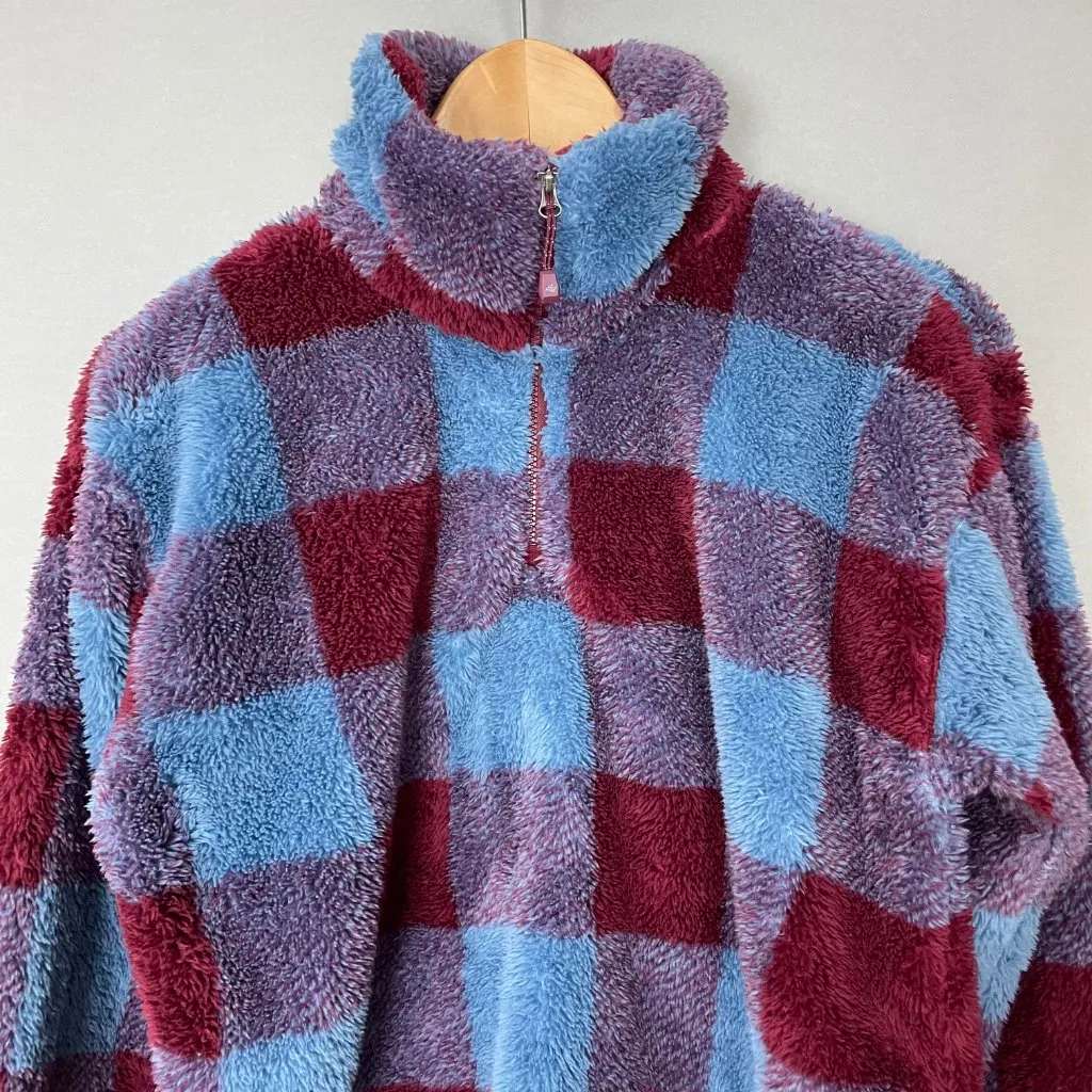 Eddie‎ Bauer Pullover Jacket Plaid Faux Fur Fleece Size Small Sweatshirt Women - Image 6