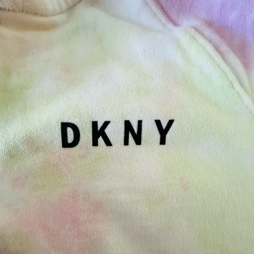 DKNY Pink and White Tie-Dye Hoodie   Like new  women size small - Image 3