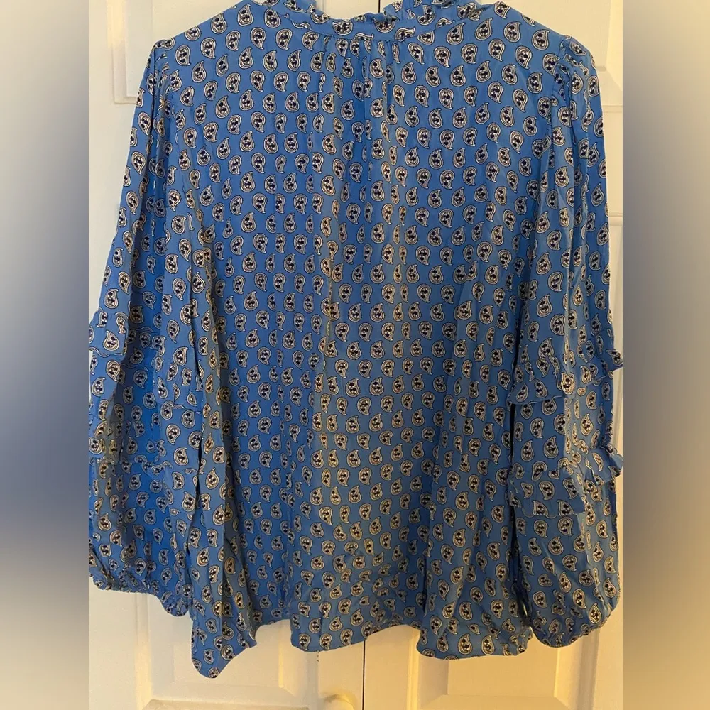 Loft Paisley Ruffle Button Blouse in Blue - Image 11