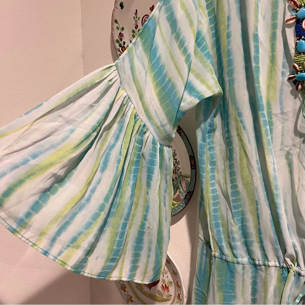 Nouveau Beach Beaded Turquoise Cover Up Green Size XL - Image 5