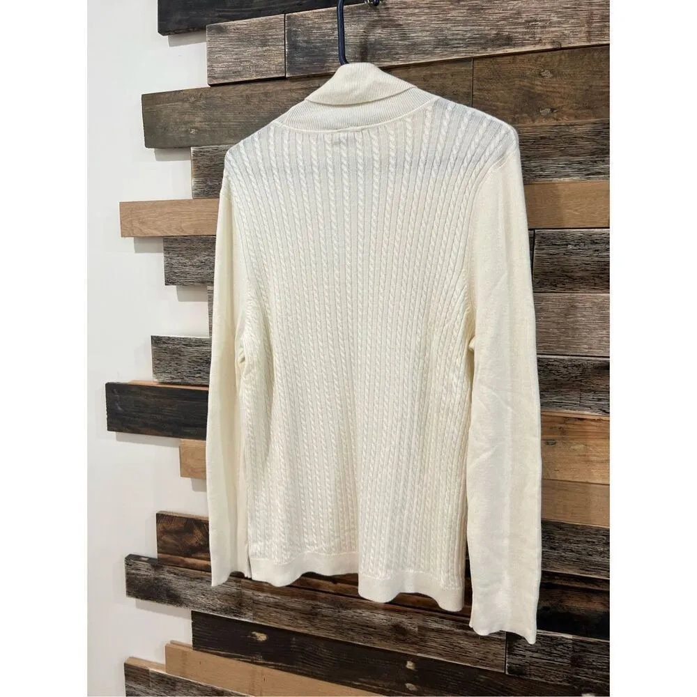 Talbots NWT Women’s Long Sleeve Turtleneck Sweater off white sz XL - Image 2