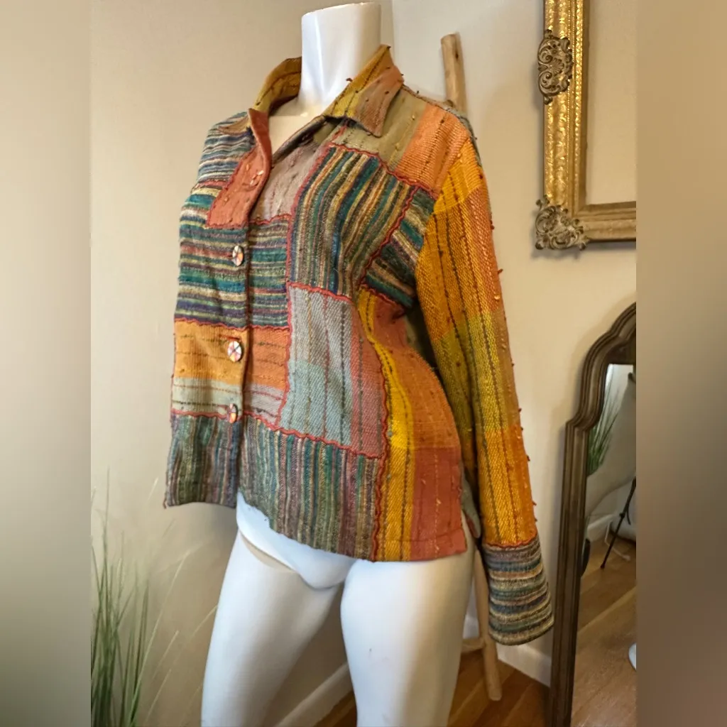 Travelsmith Womens Funky Jacket Petite M Carpet Tapestry Bright Colors Orange Size undefined - Image 7