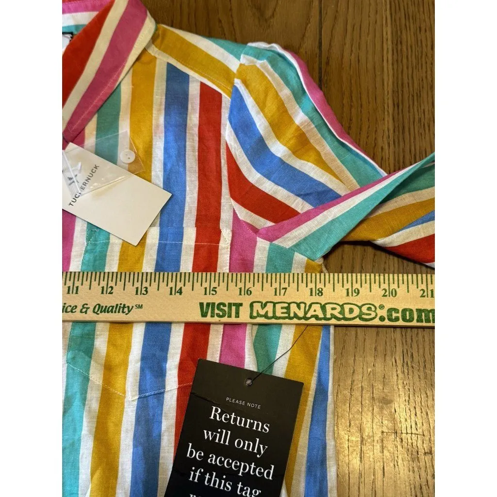 Tuckernuck Callahan Dress XS Rainbow Stripe Mini Dress size Cotton Linen Blend‎ - Image 12