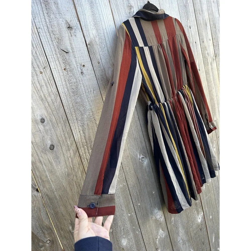 XTAREN Dress Size Small Stripe Long Sleeve Fall Botton Cottage‎ Cute - Image 7