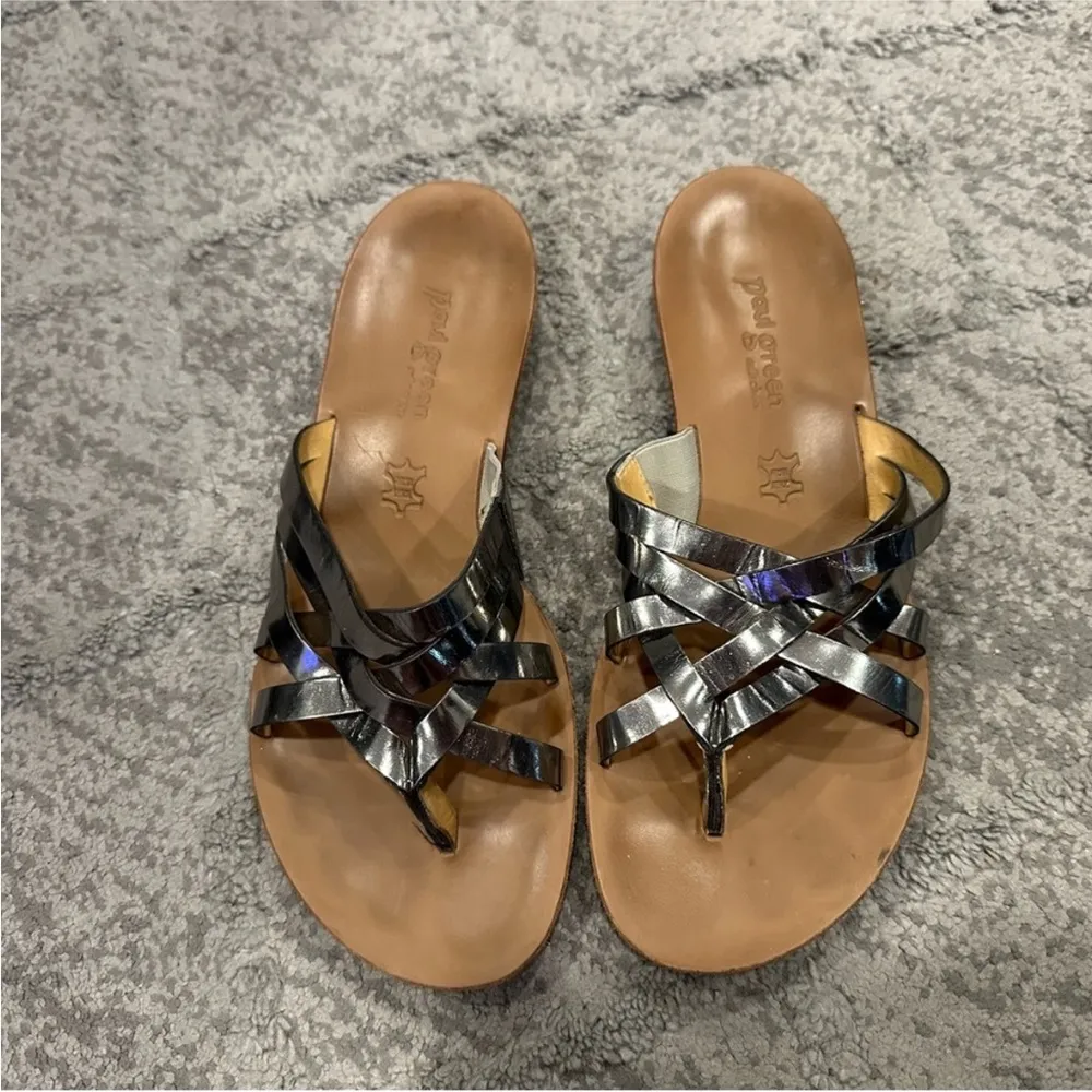 Paul Green Munchen Strappy Leather Slides Slip On Size 6 - Image 2