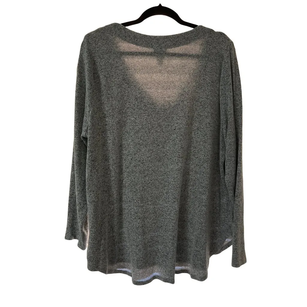 Ava & Viv Womens Gray Knit Long Sleeve V-Neck Top Size 2X - Image 4