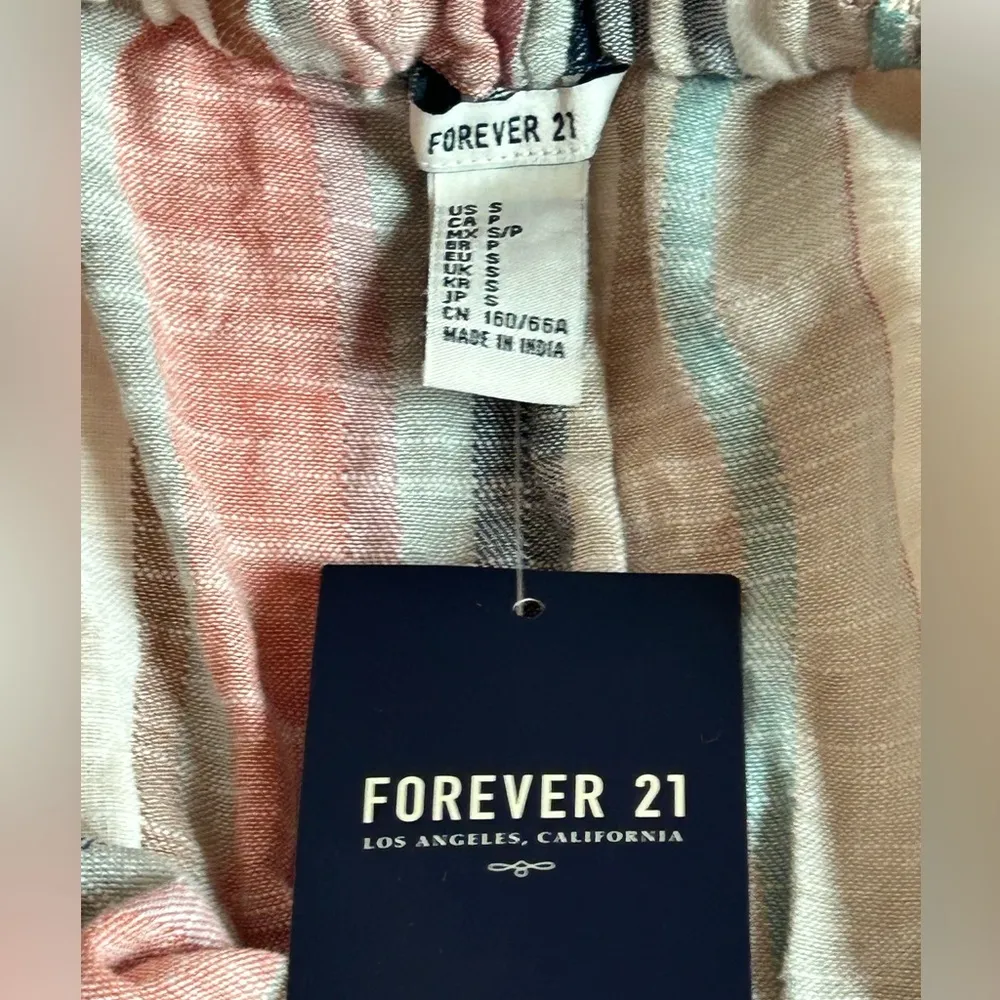 Forever 21 multicolored striped boho tube romper shorts with waist tie small NWT - Image 12