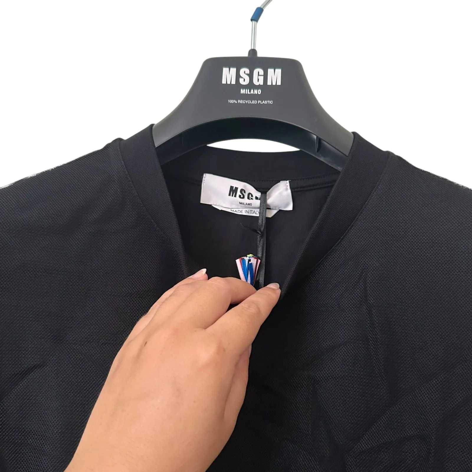 MSGM Tulle Short Sleeve‎ Tee Black NWT Large - Image 6
