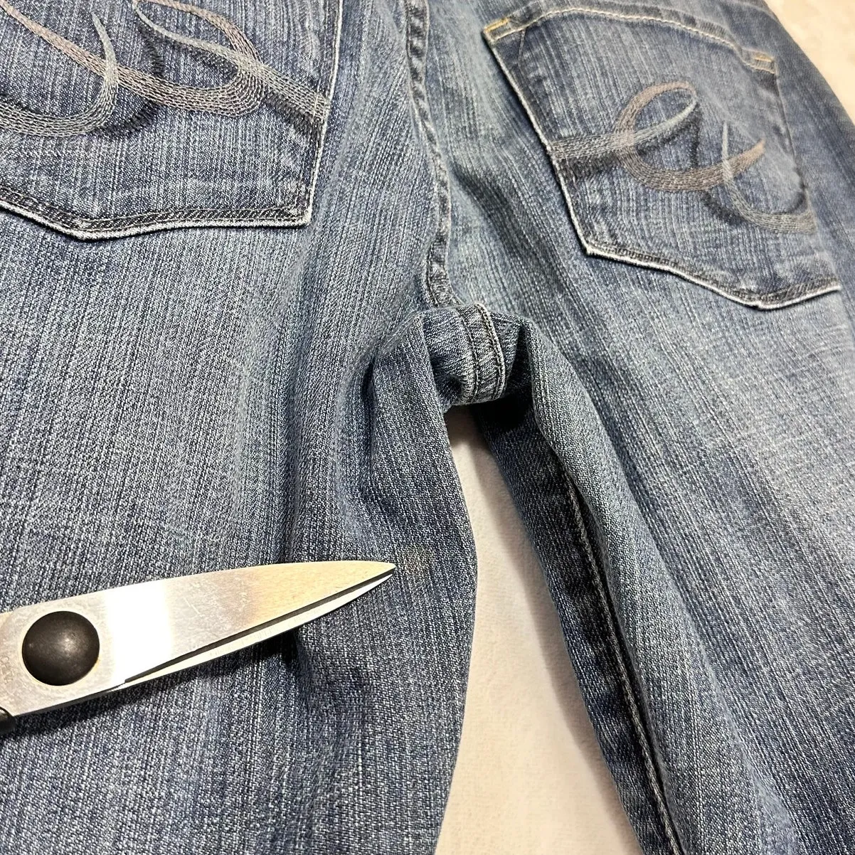 Y2K X2‎ Jeans Curvy Lowrider Denim Cute Babydoll 90s 00s Sz Medium/6 31 Waist Blue - Image 4