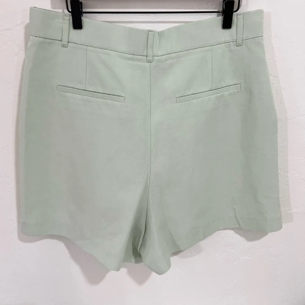 Zara Mint Green Pleated Shorts Linen Size XXL - Image 6