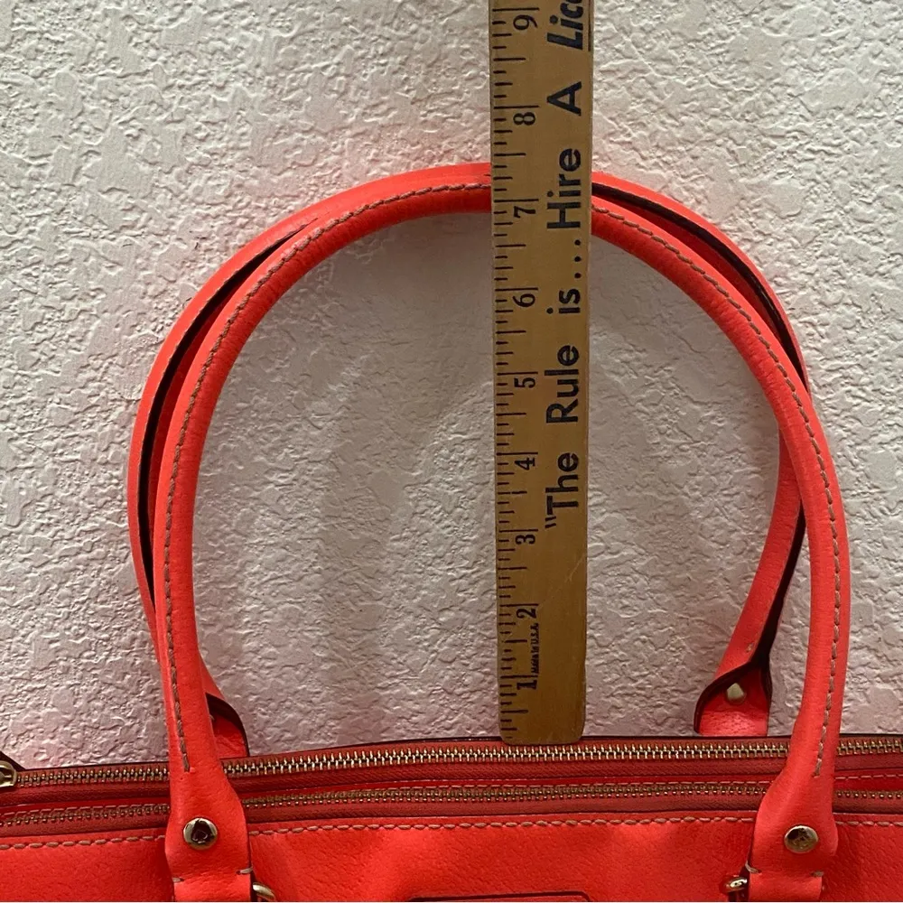 NY Wellesley Highlighter Orange Leather Tote Handbag & Wallet Set - Image 9