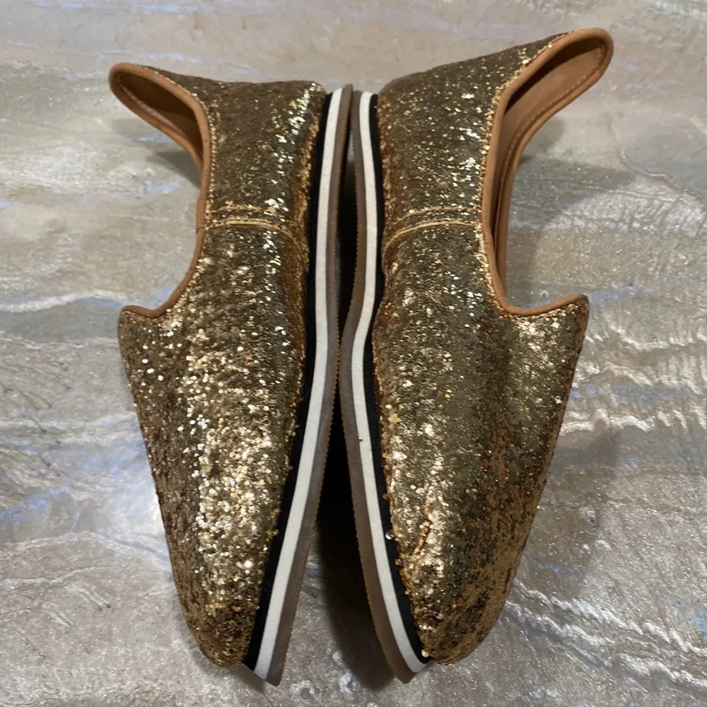 Glitter Women Ballet Flats Sequin Upper Almond Toe Gold Size Women’s 8 - Image 3