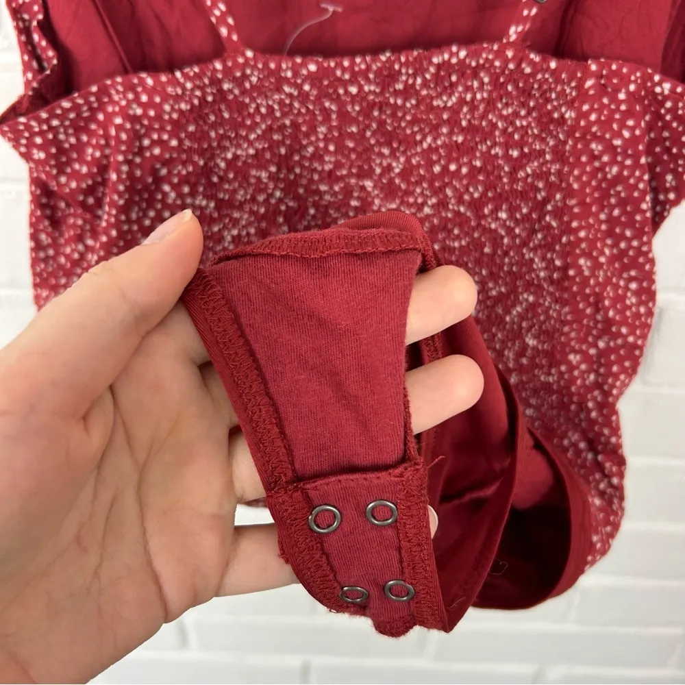 Abercrombie & Fitch Red White Spotted Speckled Bodysuit Size S - Image 13