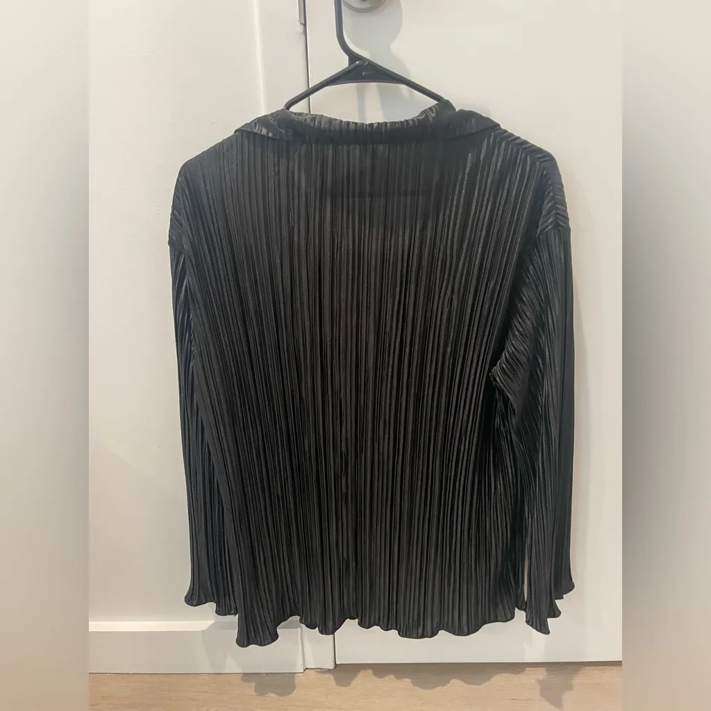 Silky lounge button front top Black - Image 2