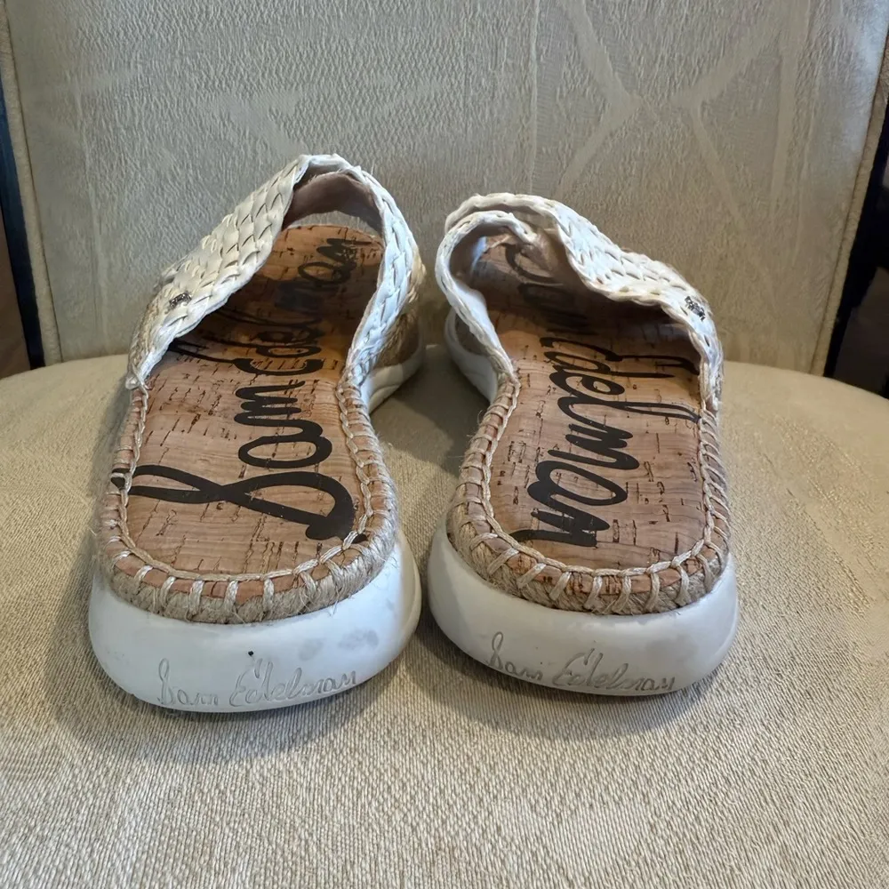 Sam Edelman Woven Slide Sandals - White Crisscross Espadrille Size 7M - Image 2