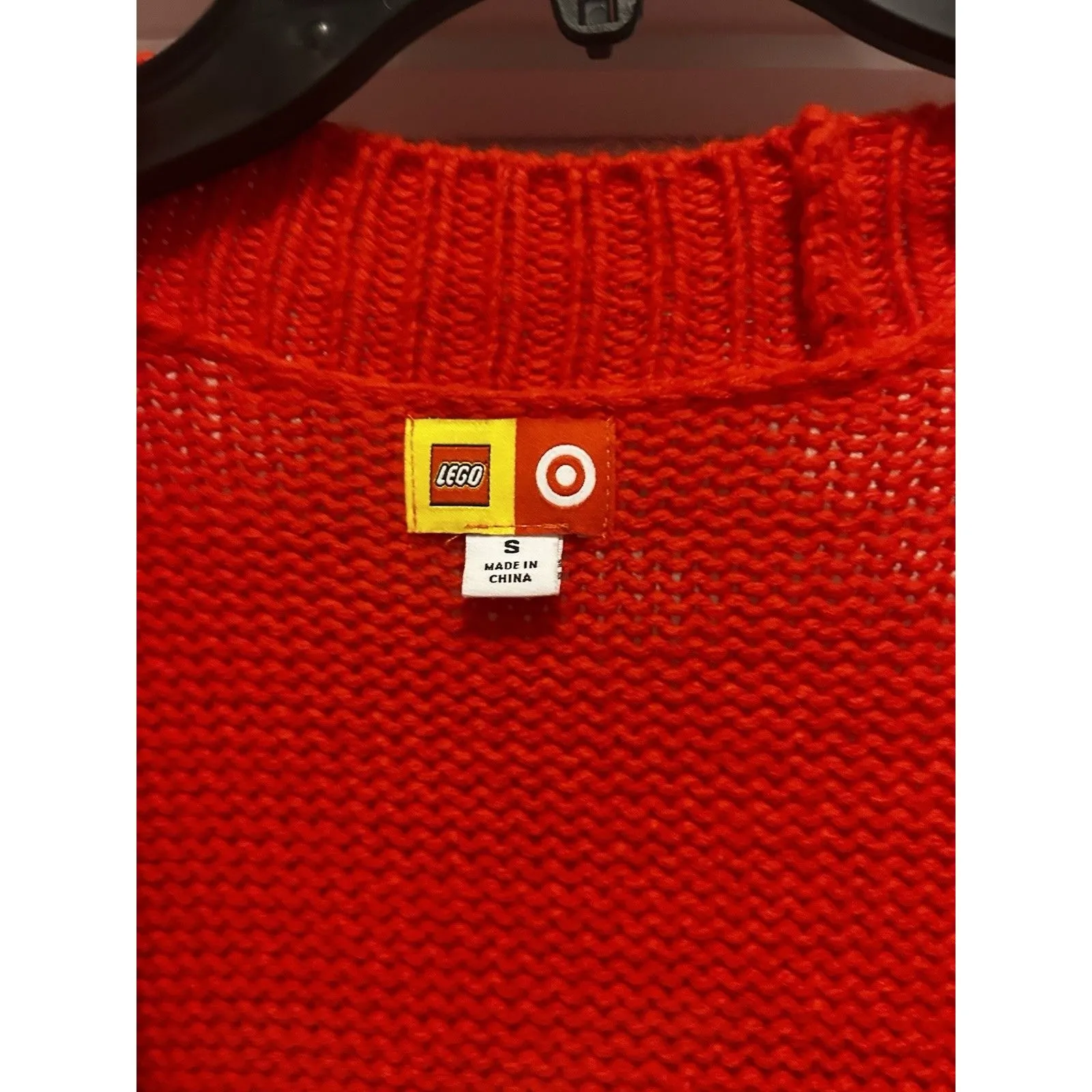 Lego & Target Collaboration Long Red Sweater Cardigan Bubble Texture Size Small - Image 2