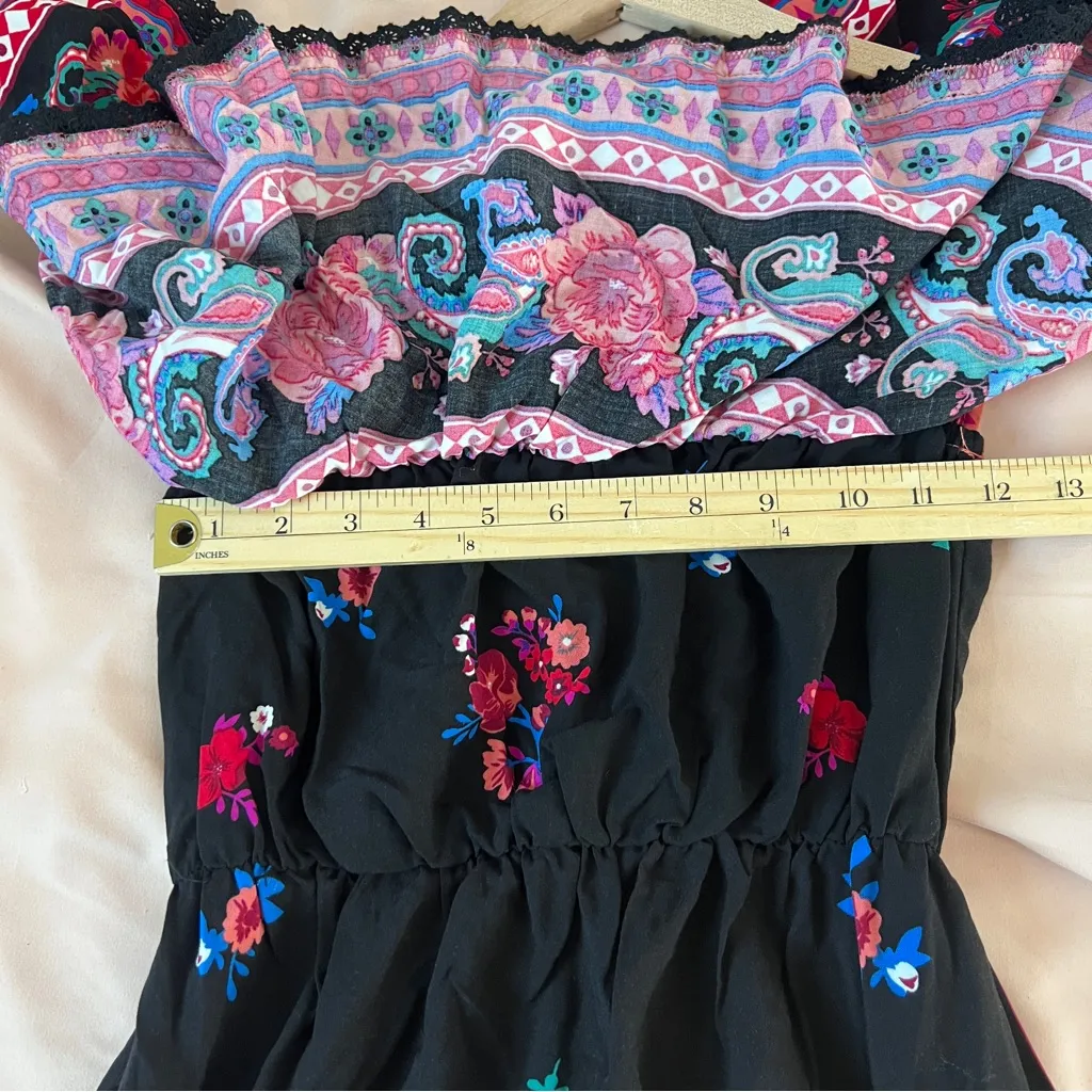 Flying Tomato Floral‎ & Paisley Print Ruffle Layered Neckline Mini Dress Size XS - Image 12