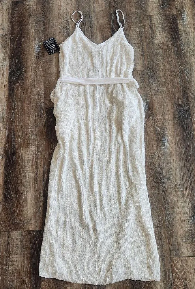 Retrofete Rebecca Sequin Maxi Dress in White Size Large NWT Sleeveless Belt - Image 7