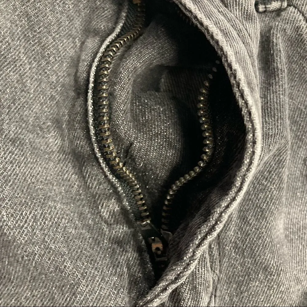 MOMOKROM,‎ Dolls Kill, distressed shorts, gray-black,raw edge, UK 8,US Size 4 - Image 7