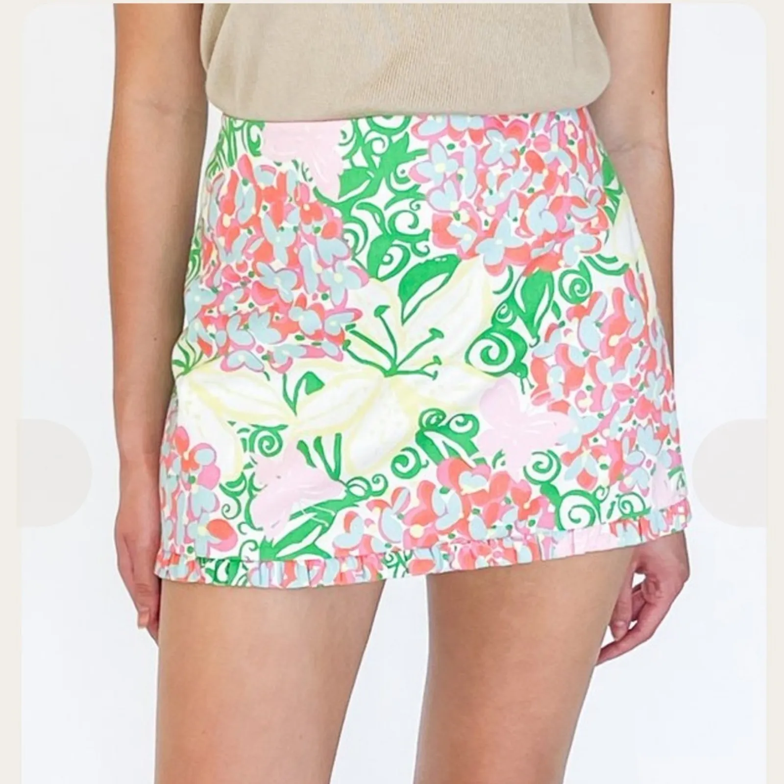 Lilly Pulitzer Mariposa Callie Floral Mini Skirt Pink Butterflies Size 0 - Image 14
