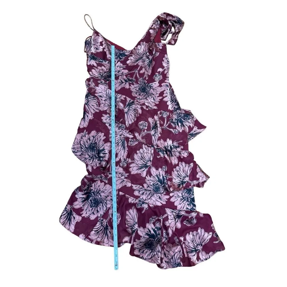 NEW THEIA Greta Cowl Cocktail Dress in Fig Sz 12 Midi Tiered Pink - Image 10