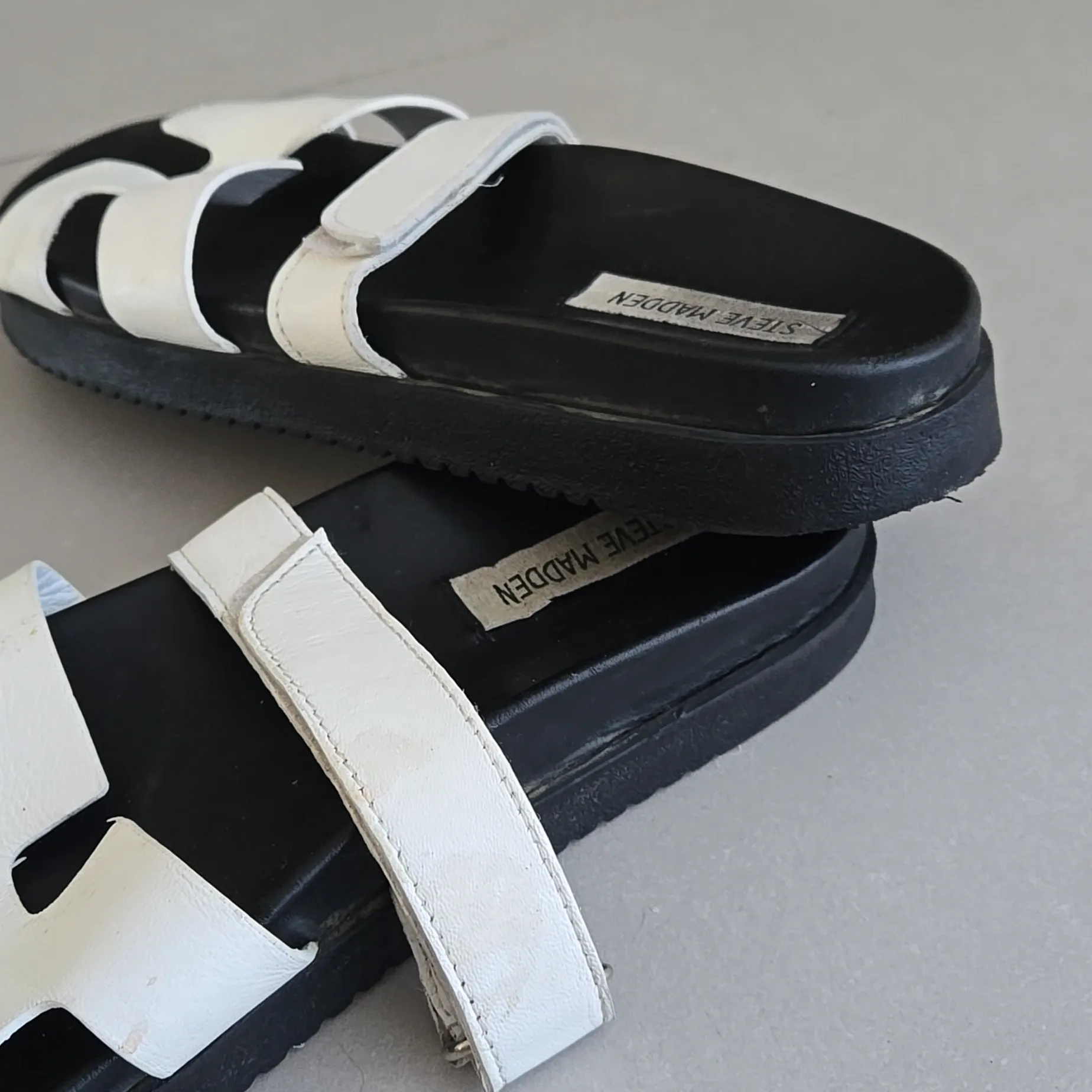 Steve Madden Woman's Black and White 'H' Sandals - Image 3