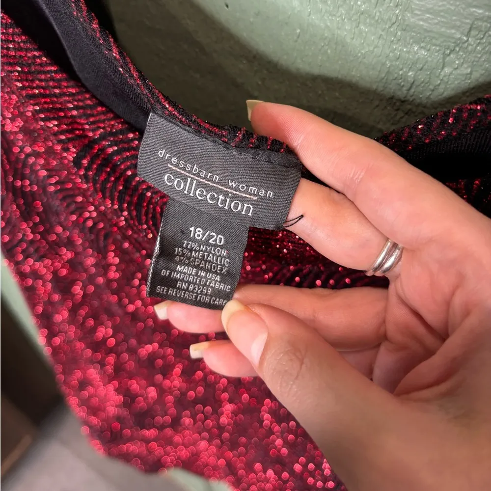 Ruby Red Glitter Swirl Tank Top Size 18 - Image 3