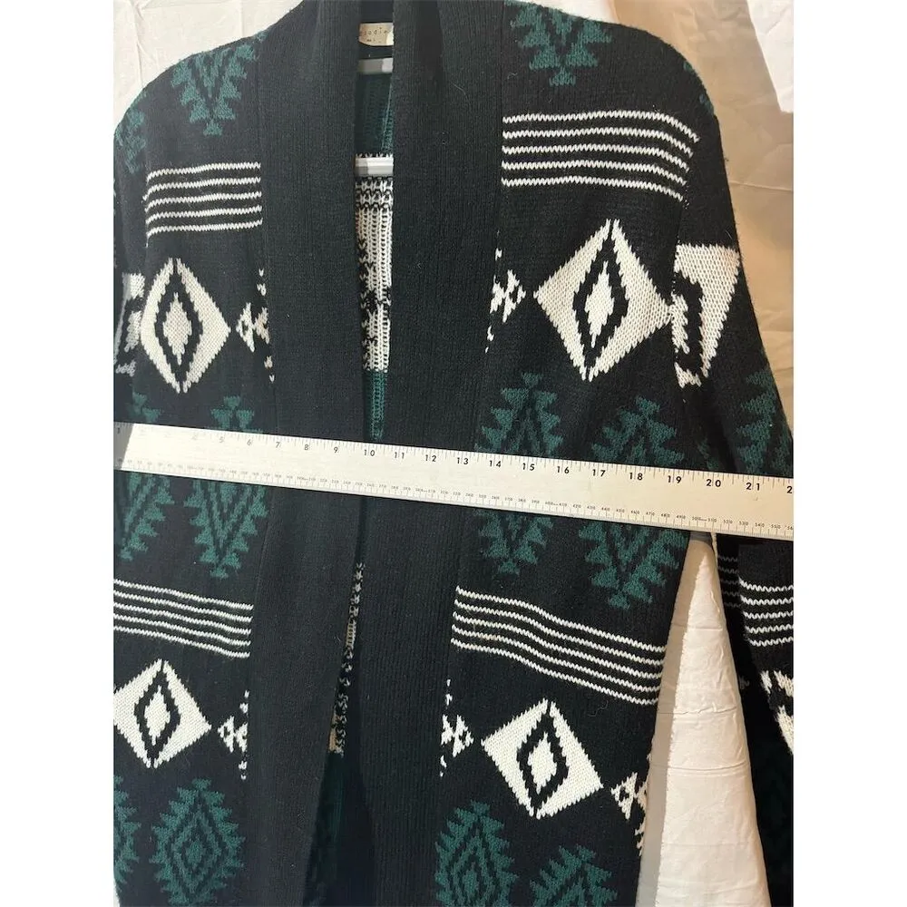 Elodie Women's Aztec Pattern Open Front Mohair Blend Cardigan Sweater L Western - Image 4