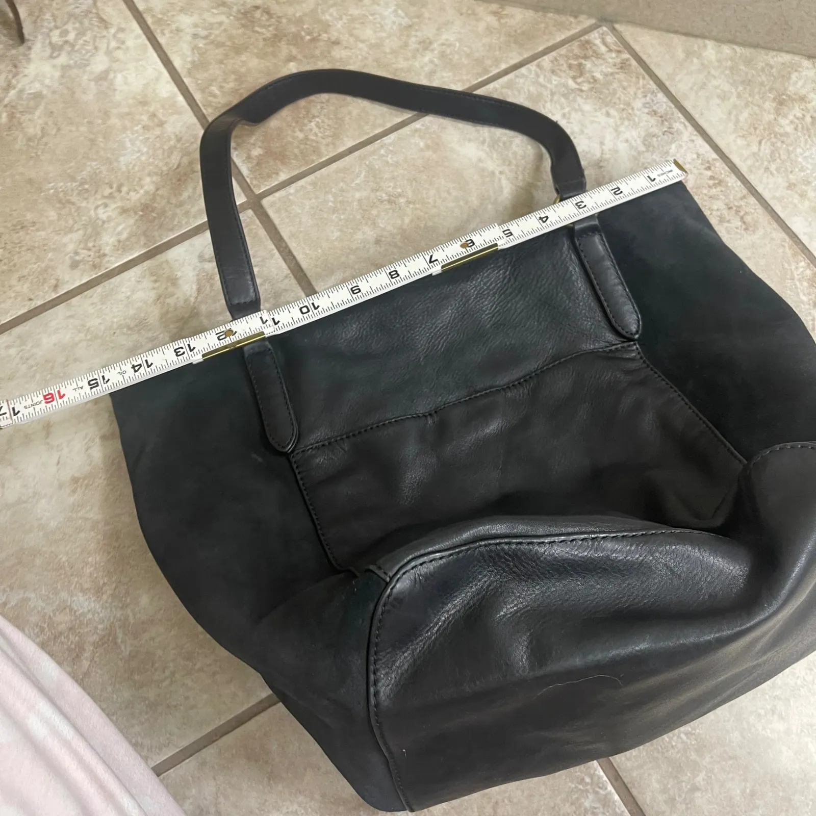 Margot New York Black Leather & Suede Tote Bag Shoulder Bag Gold Hardware - Image 10