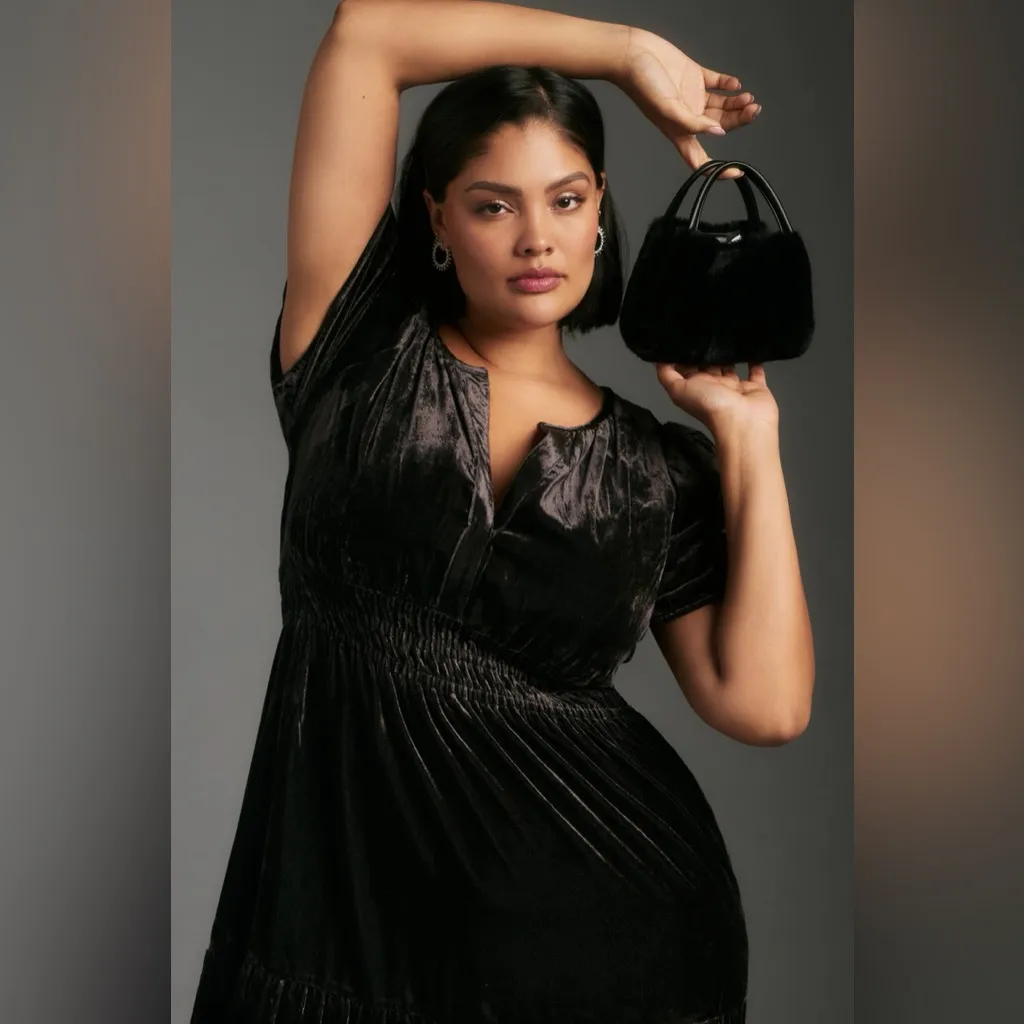 Anthropologie Black Velvet Maxi Dress - Image 3