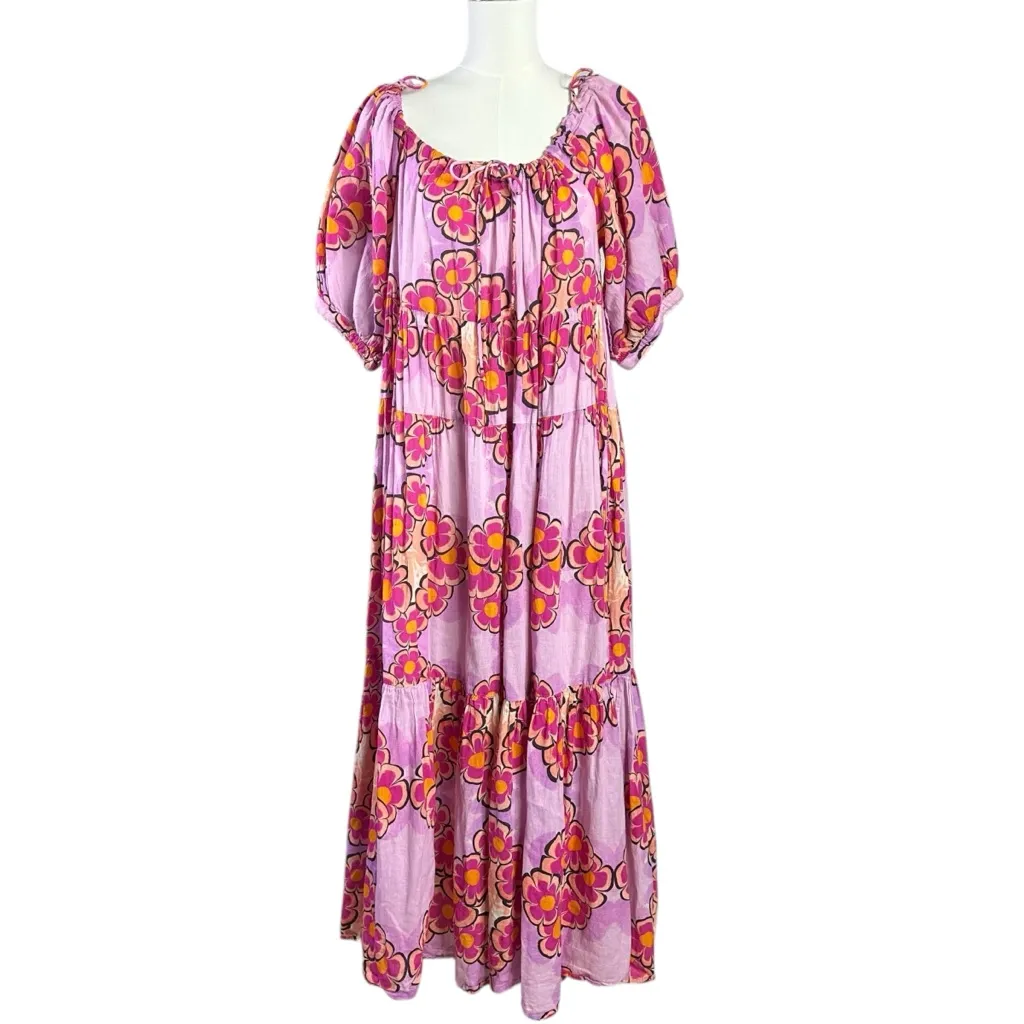 Free People Kinga Csilla Anuenue Liberty Maxi Dress Pink Floral Large Bohemian - Image 4