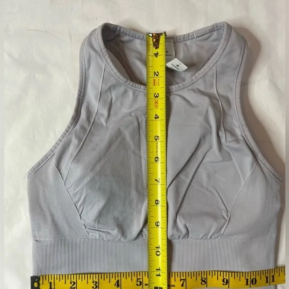 Lululemon Athletica high neck sports bra, blue/grey, sz‎ 4 - Image 4