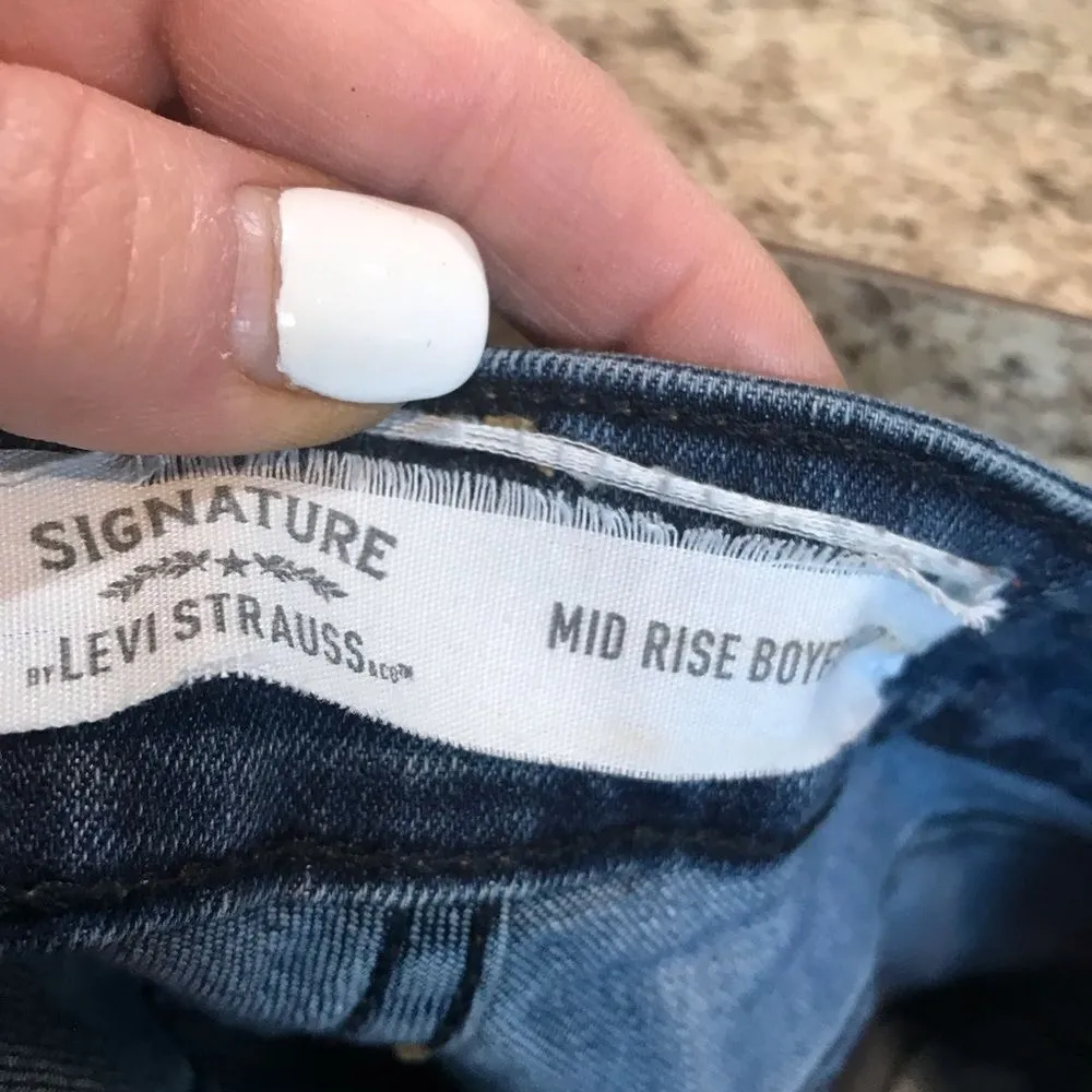 Signature mid rise boyfriend distress jeans women’s - Image 9