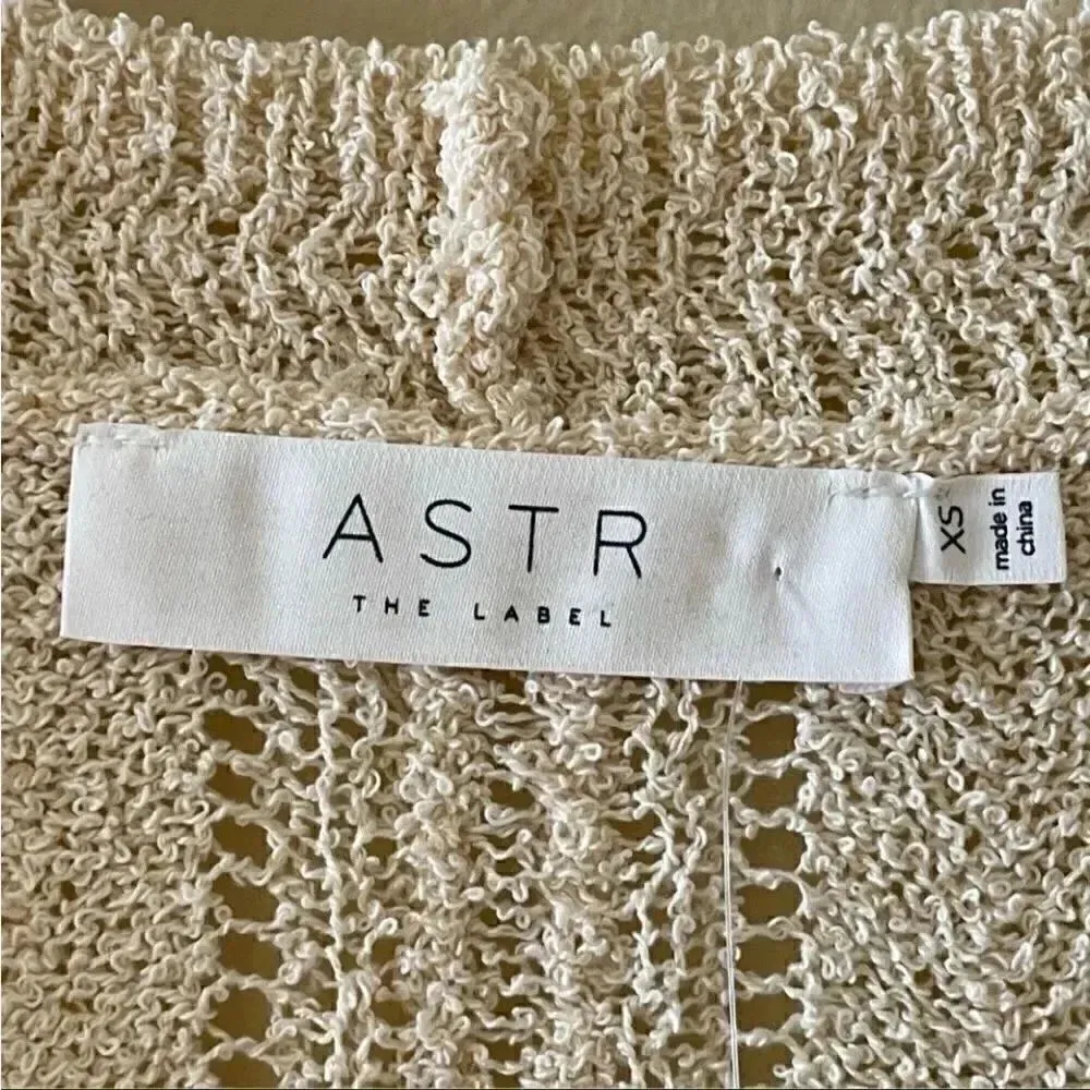ASTR Faux Wrap V-neck Pointelle Knit Pullover Sweater in Beige Cream SZ XS - Image 12