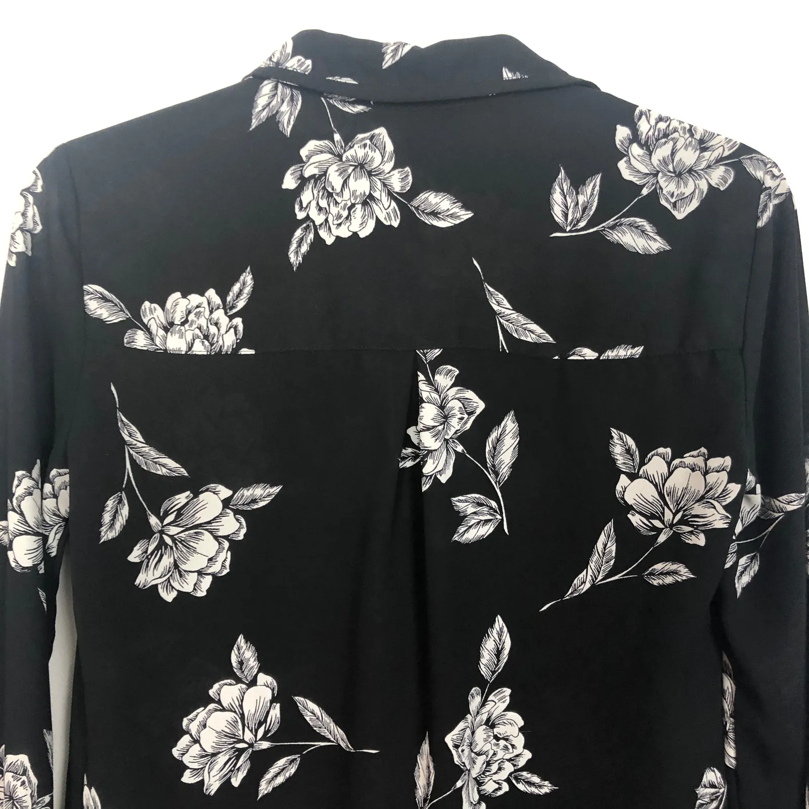 Candie's Floral Black Button Front Chiffon Blouse Size XS - Image 7